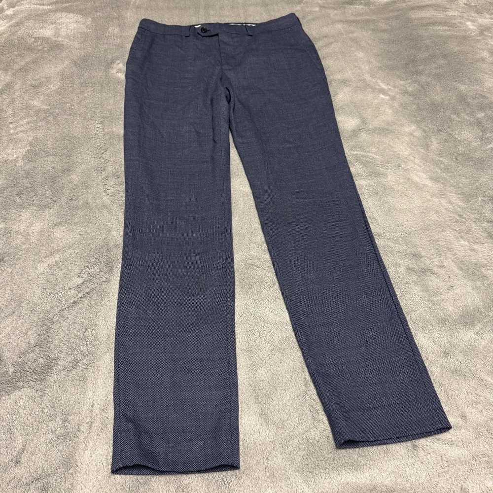 Original Penguin Mens 32x32 Blue Wool Blend Dress Pants